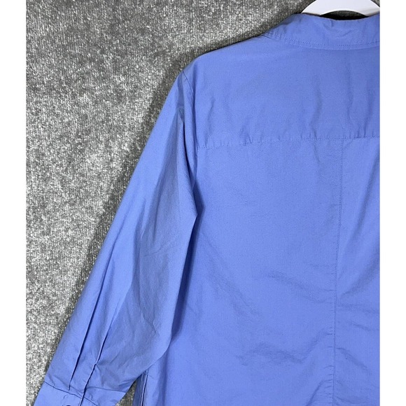 Denim & Co Long Sleeve Button Up Tunic Top Womens Size 1X Stretch Blue Pockets - Picture 10 of 15